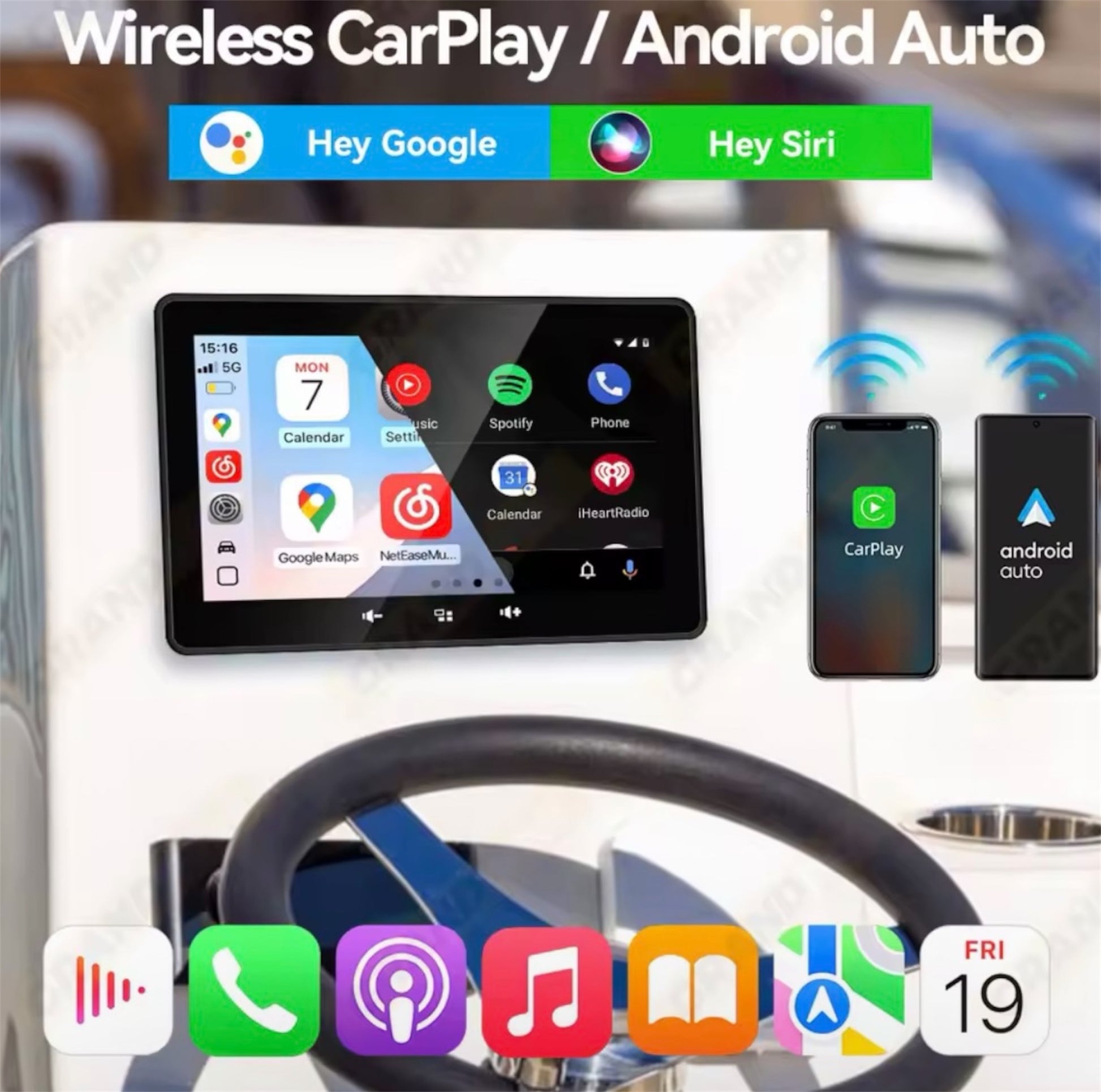 Marinexi 7” Båt CarPlay – Trådløs & Vanntett IP67