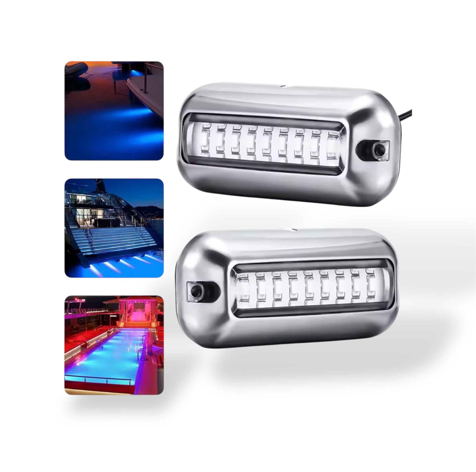 Undervanns LED-lys i rustfritt stål 316 – 50W / 80W (IP68) (1stk)