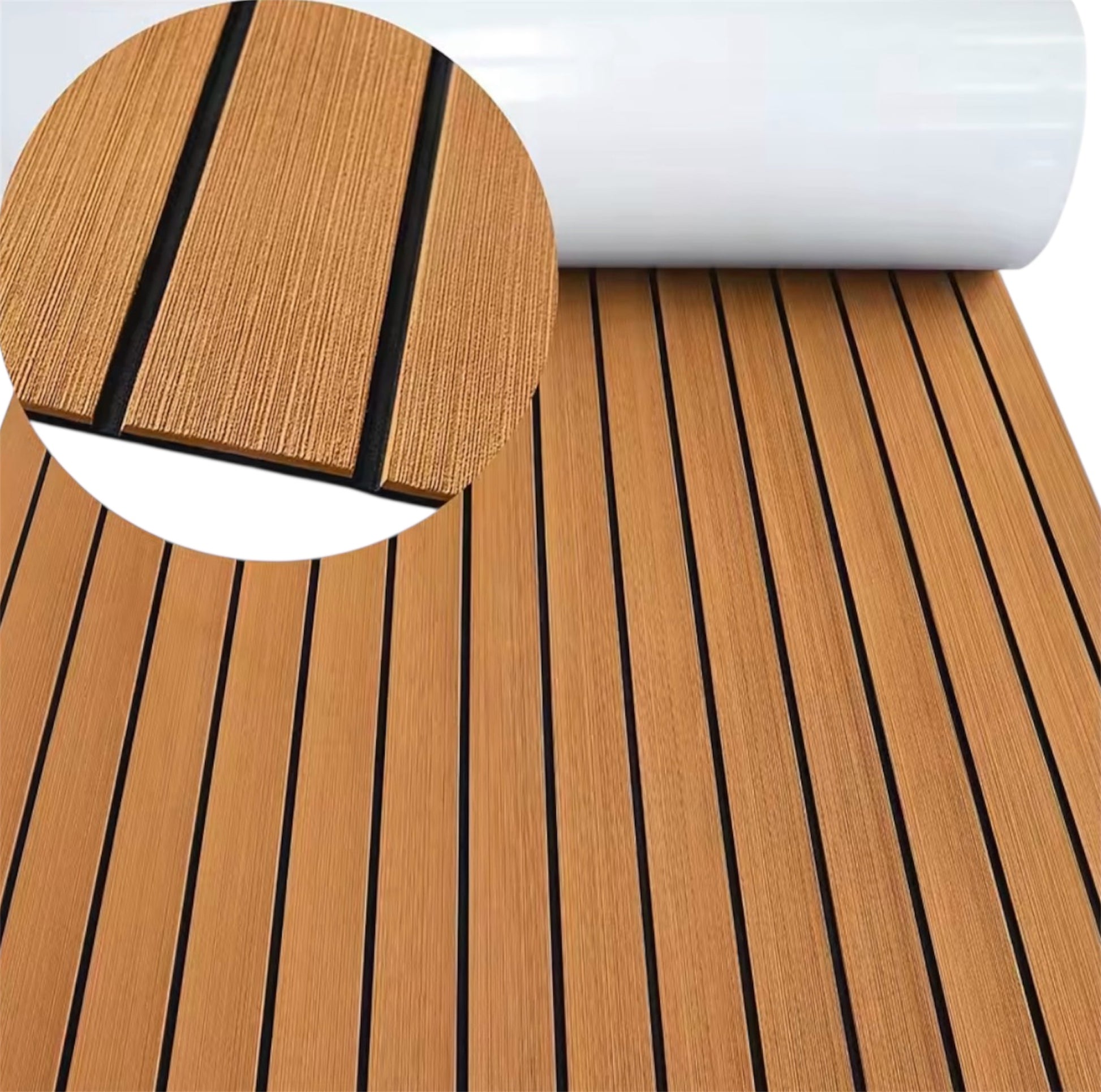 EVA Foam båtdekk-matte 2400 × 300 mm – Sklisikker faux teak
